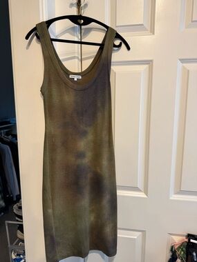 Cotton Citizen Olive & Brown Tie-Dye Tank Dress